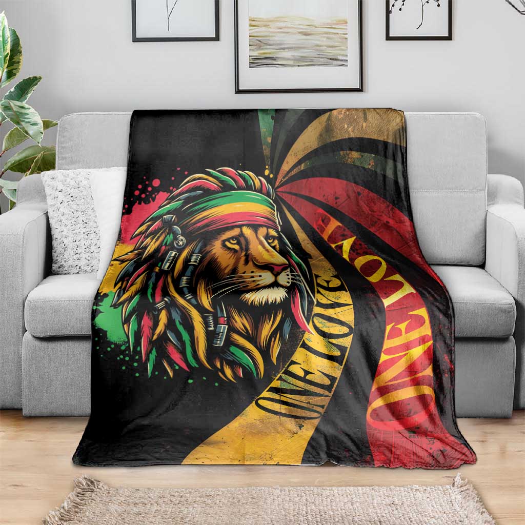Black Jamaican Blanket Rastafarian Lion One Love LT9