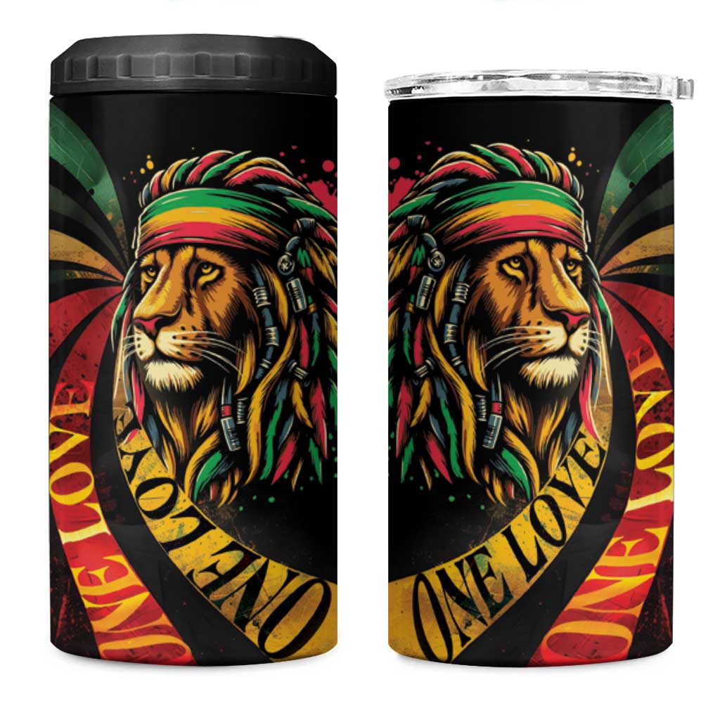 Black Jamaican 4 in 1 Can Cooler Tumbler Rastafarian Lion One Love LT9