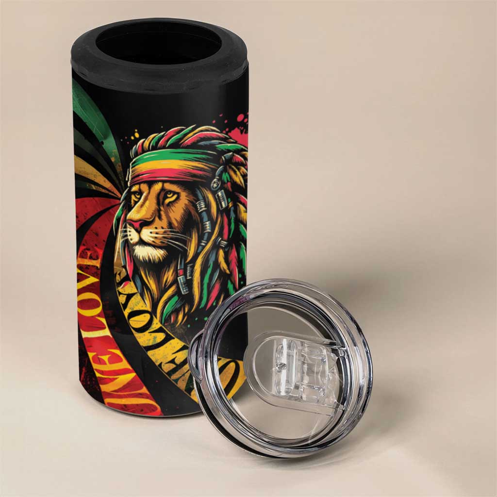 Black Jamaican 4 in 1 Can Cooler Tumbler Rastafarian Lion One Love LT9