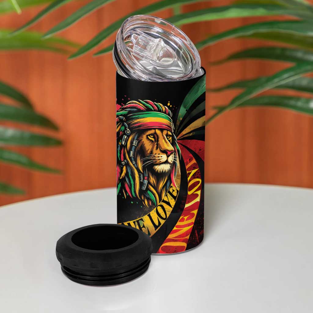 Black Jamaican 4 in 1 Can Cooler Tumbler Rastafarian Lion One Love LT9