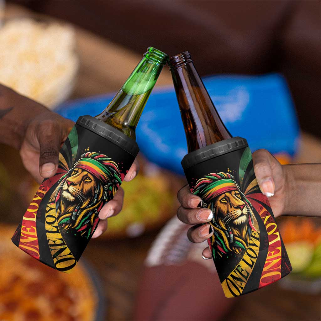 Black Jamaican 4 in 1 Can Cooler Tumbler Rastafarian Lion One Love LT9