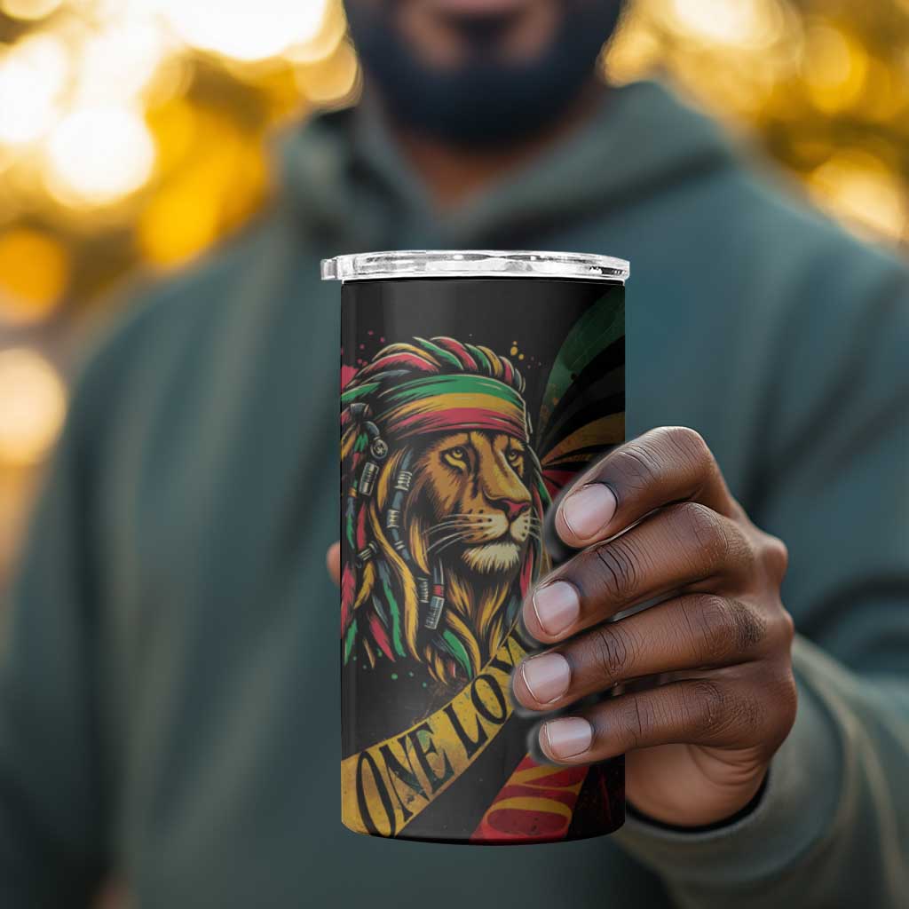 Black Jamaican 4 in 1 Can Cooler Tumbler Rastafarian Lion One Love LT9