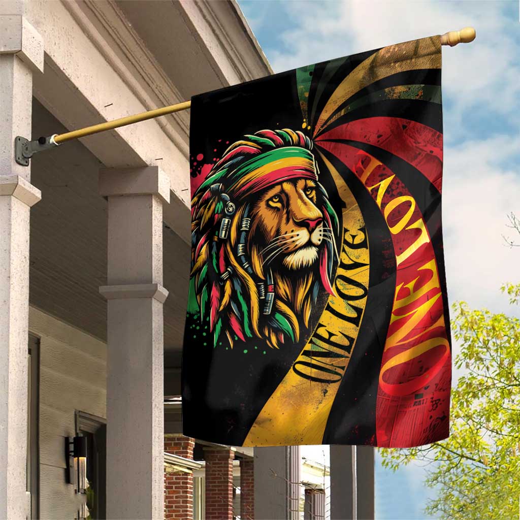 Black Jamaican Garden Flag Rastafarian Lion One Love LT9