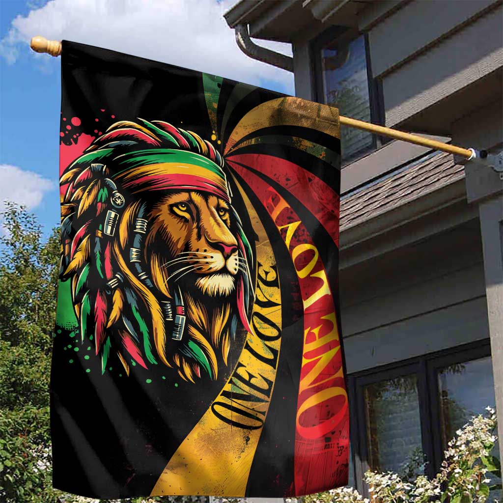 Black Jamaican Garden Flag Rastafarian Lion One Love LT9