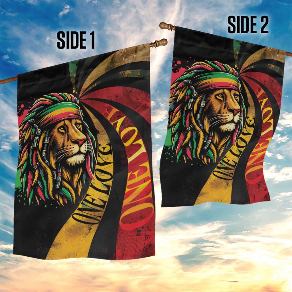 Black Jamaican Garden Flag Rastafarian Lion One Love LT9