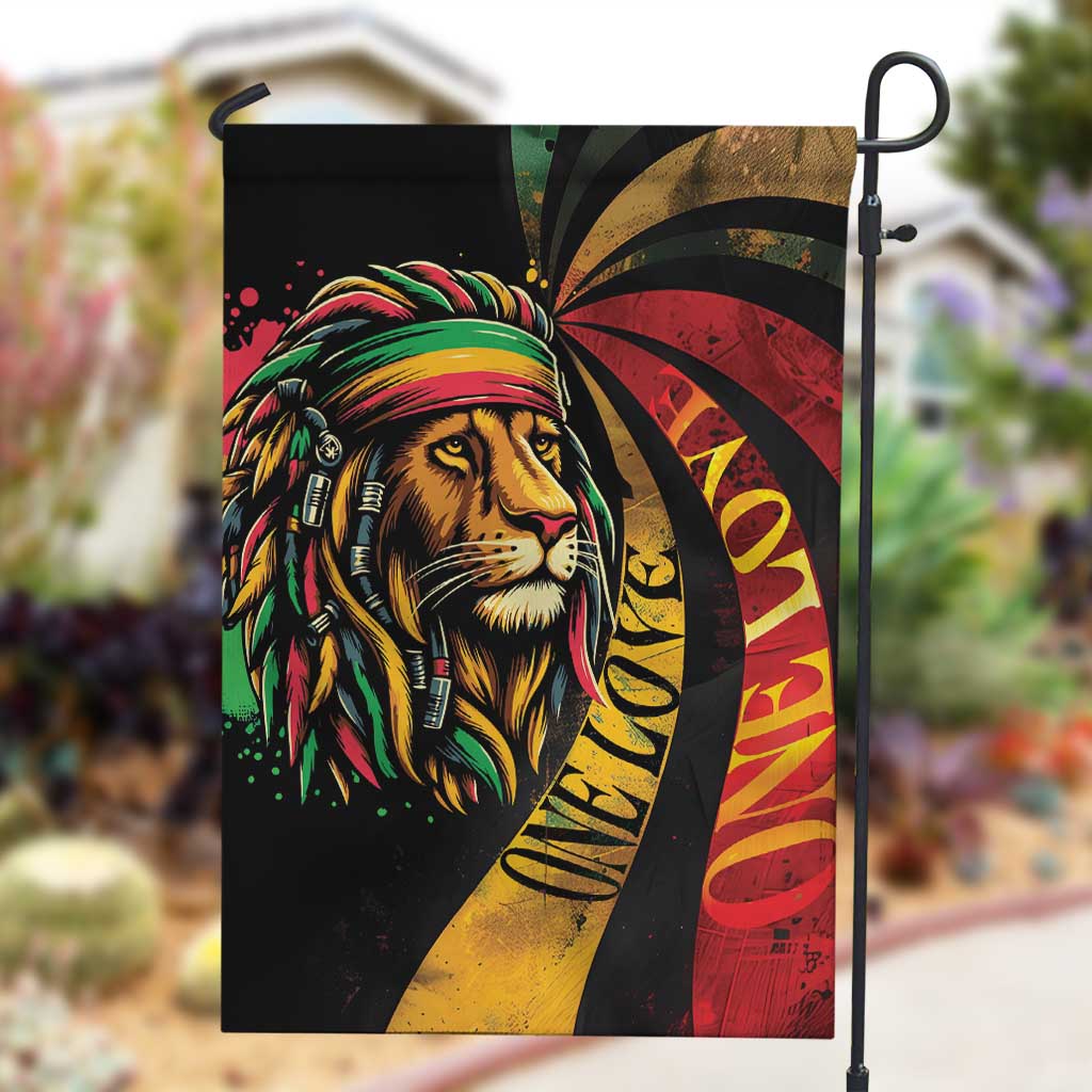 Black Jamaican Garden Flag Rastafarian Lion One Love LT9