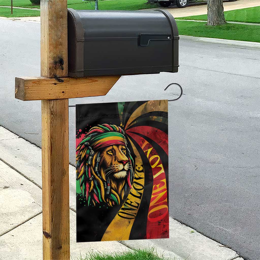 Black Jamaican Garden Flag Rastafarian Lion One Love LT9