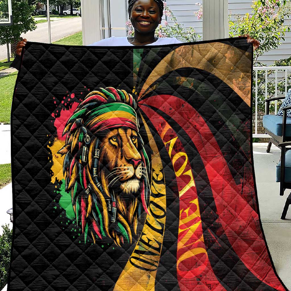 Black Jamaican Quilt Rastafarian Lion One Love LT9