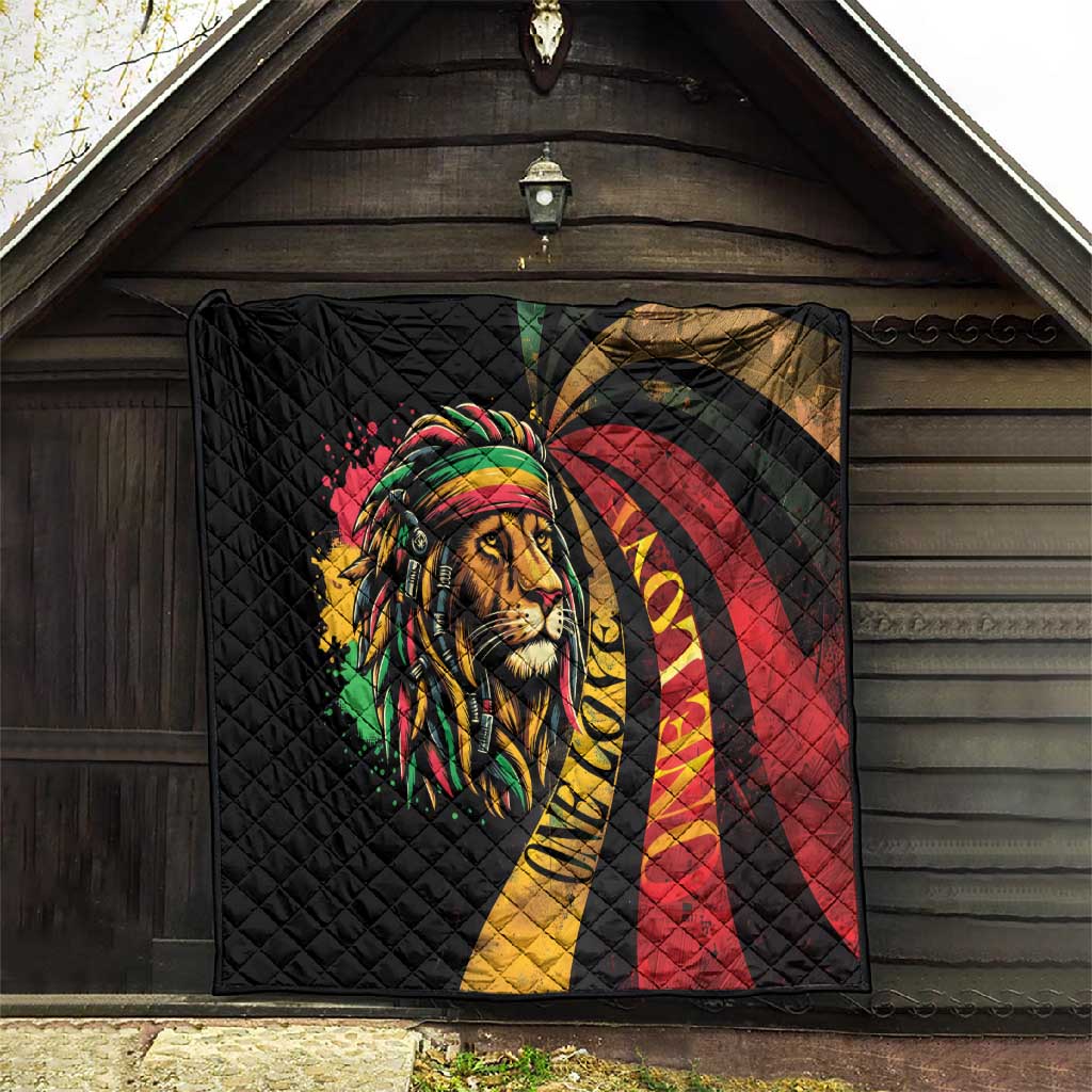 Black Jamaican Quilt Rastafarian Lion One Love LT9
