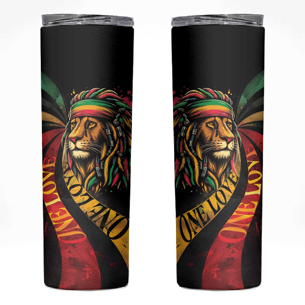 Black Jamaican Skinny Tumbler Rastafarian Lion One Love LT9
