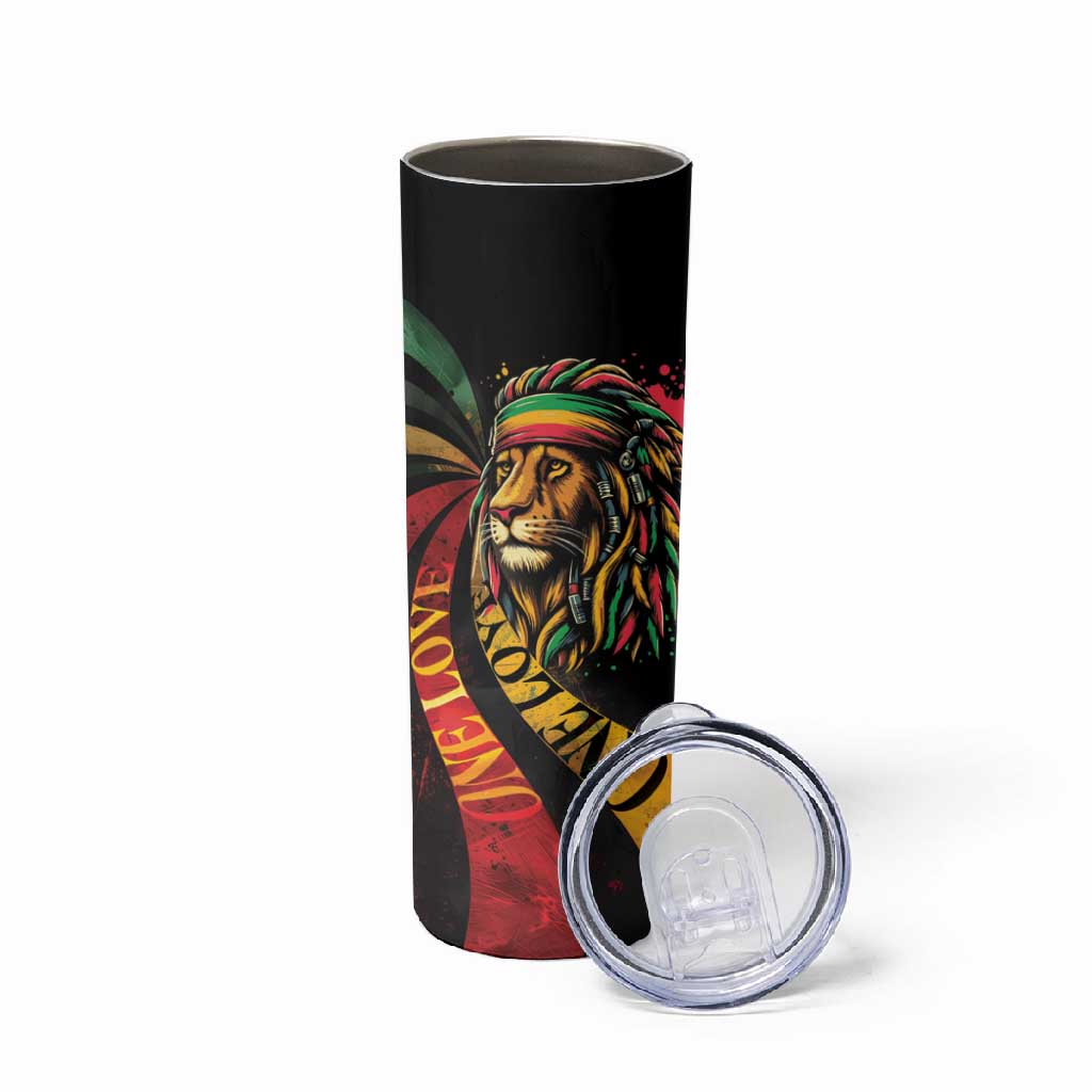 Black Jamaican Skinny Tumbler Rastafarian Lion One Love LT9