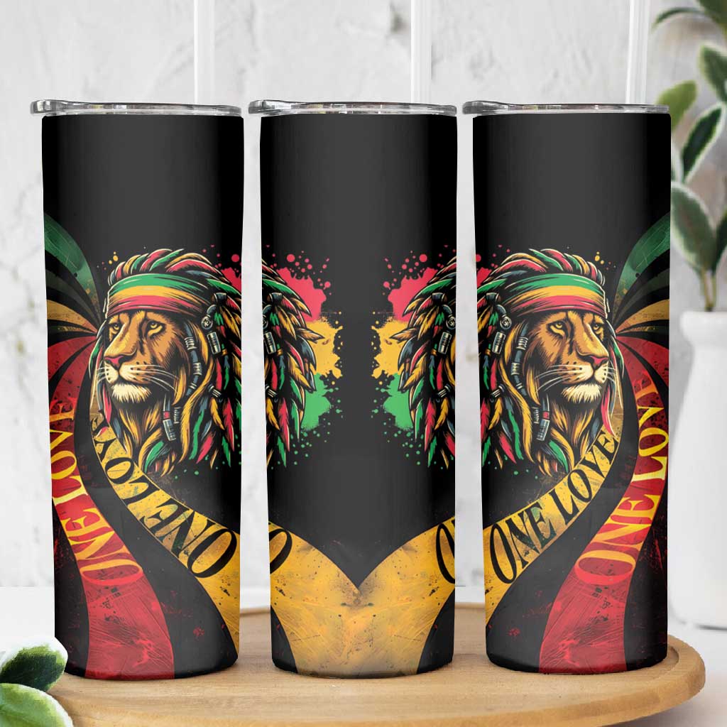 Black Jamaican Skinny Tumbler Rastafarian Lion One Love LT9