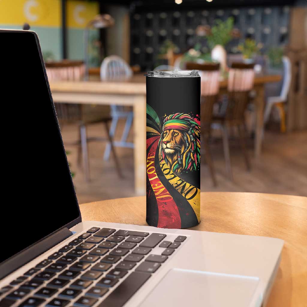 Black Jamaican Skinny Tumbler Rastafarian Lion One Love LT9