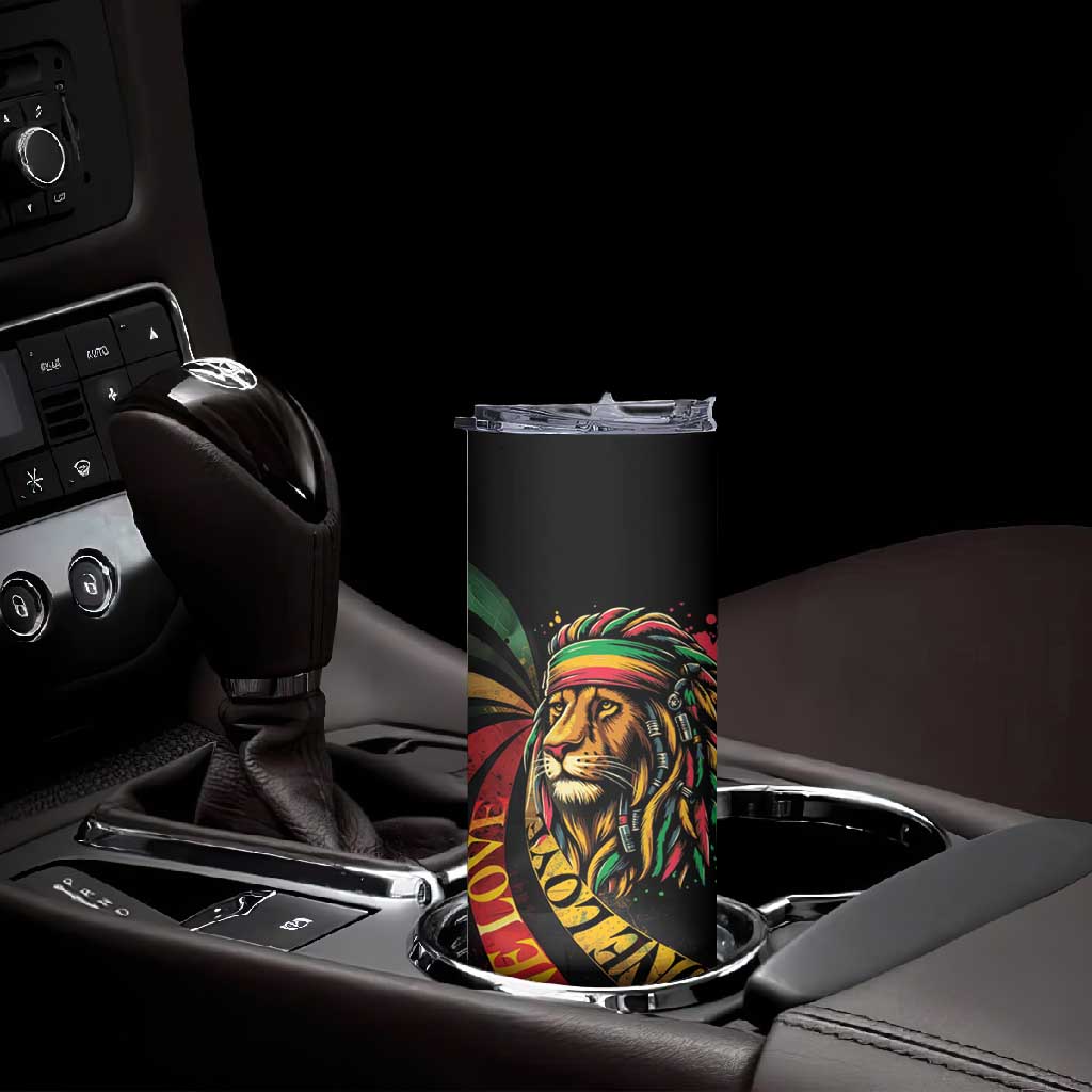 Black Jamaican Skinny Tumbler Rastafarian Lion One Love LT9