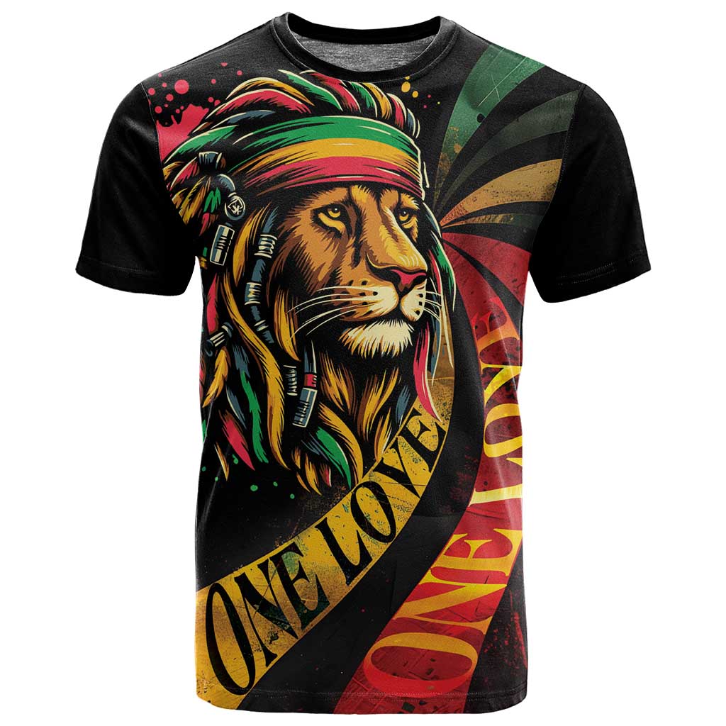 Black Jamaican T shirt Rastafarian Lion One Love LT9