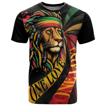 Black Jamaican T shirt Rastafarian Lion One Love LT9