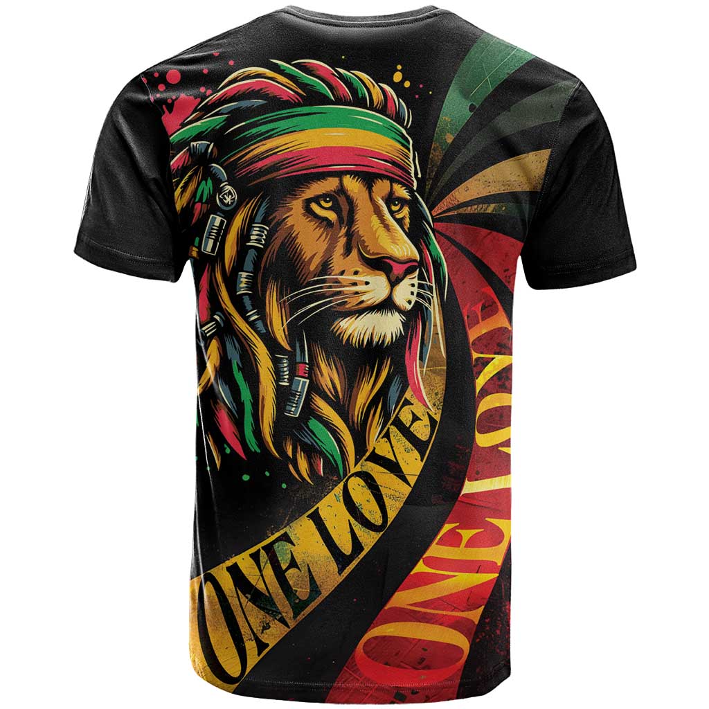 Black Jamaican T shirt Rastafarian Lion One Love LT9