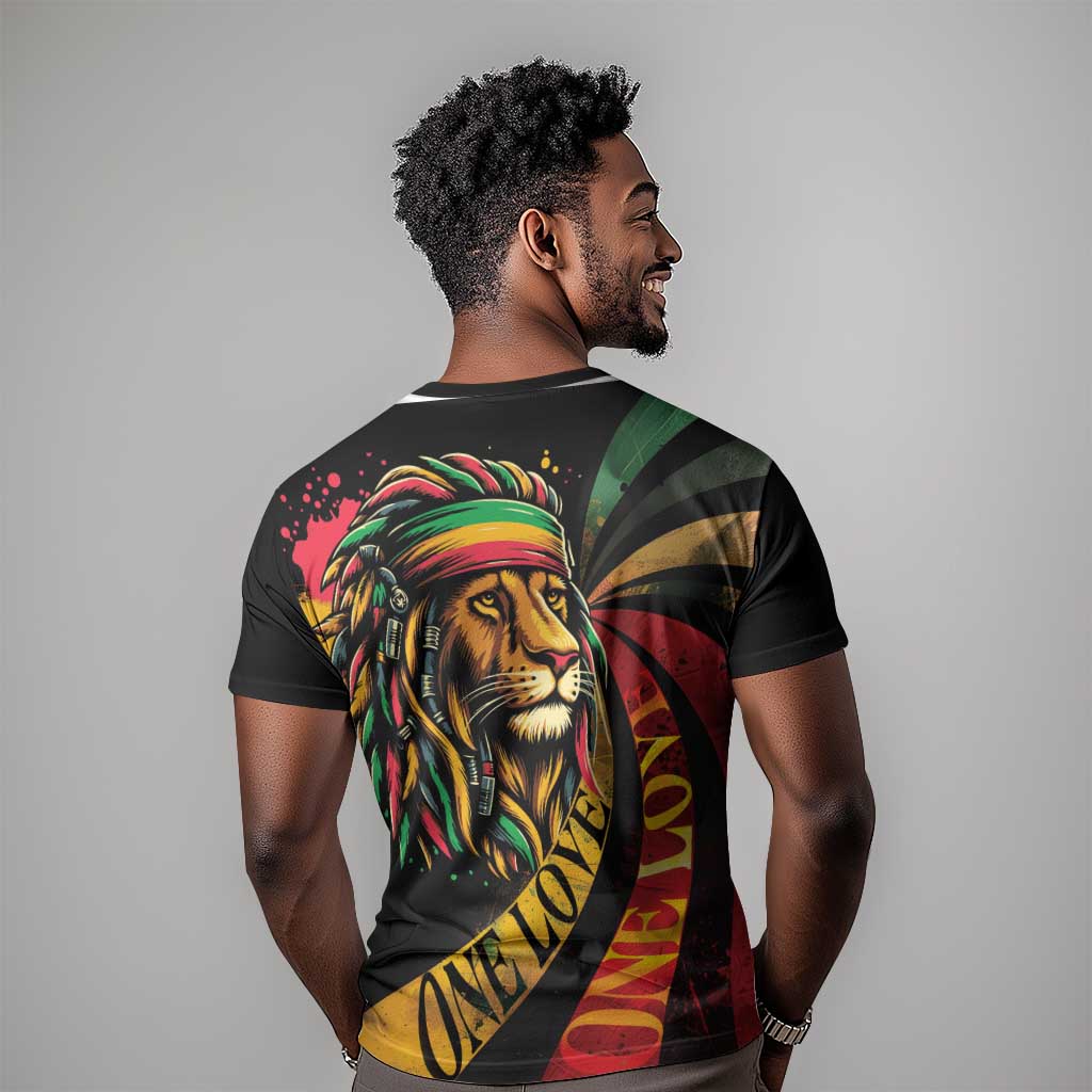 Black Jamaican T shirt Rastafarian Lion One Love LT9