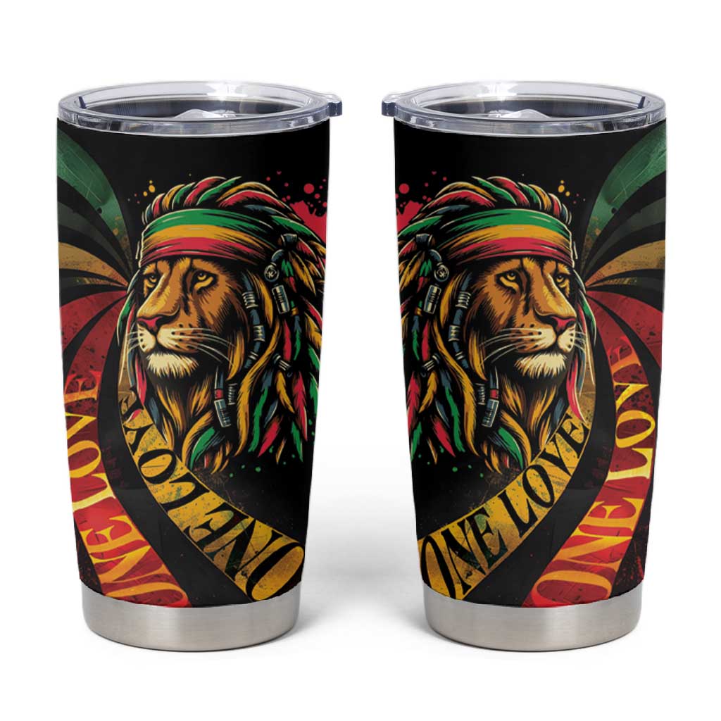 Black Jamaican Tumbler Cup Rastafarian Lion One Love LT9