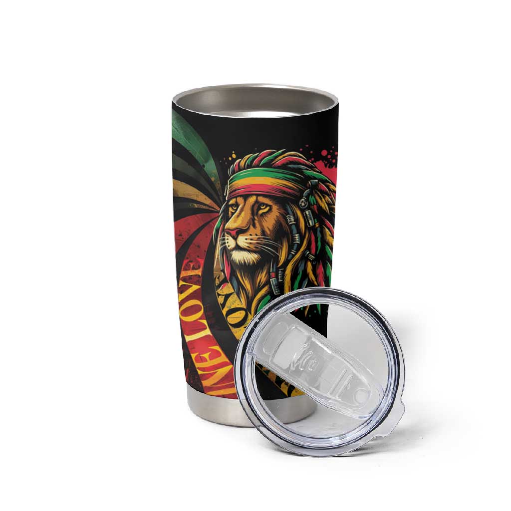 Black Jamaican Tumbler Cup Rastafarian Lion One Love LT9