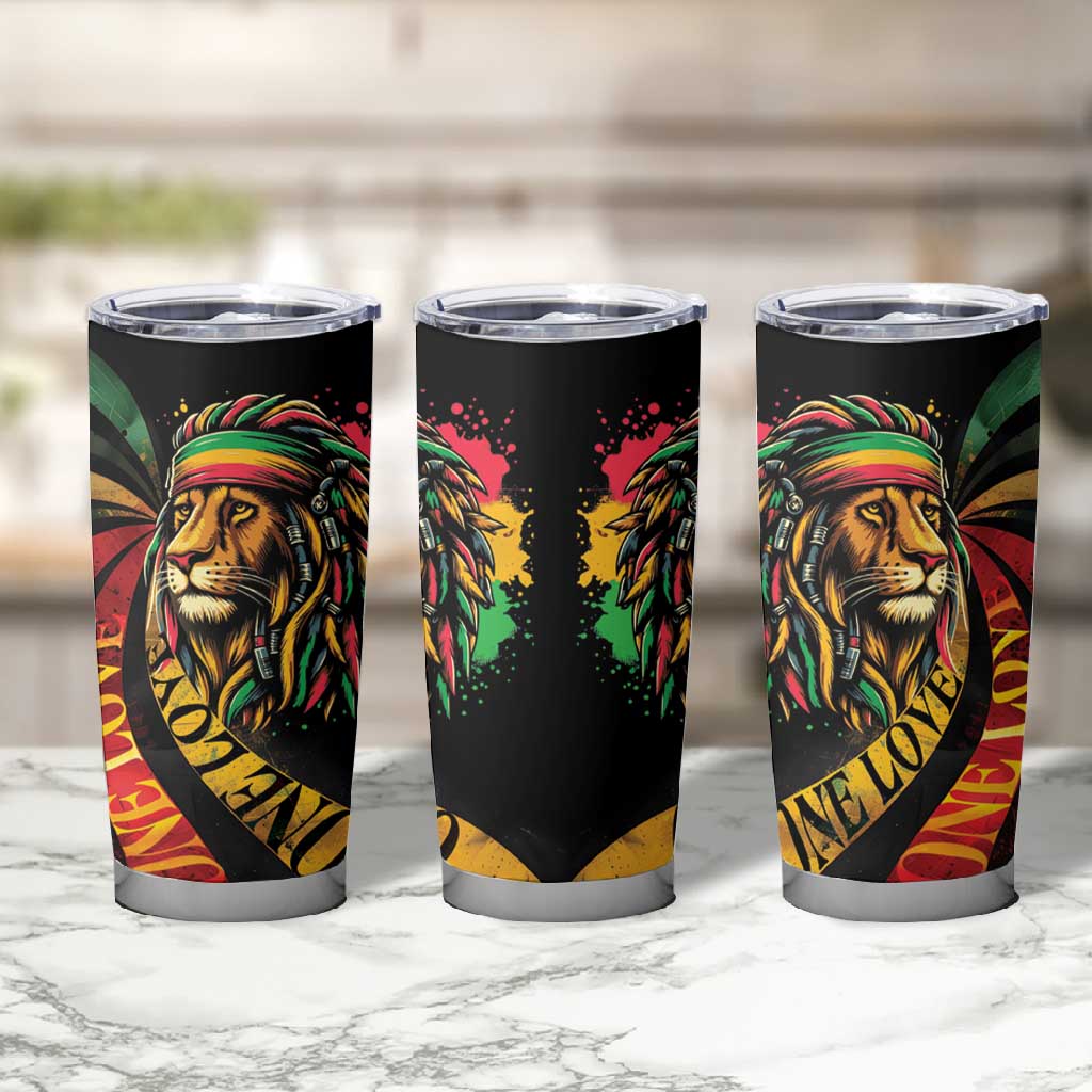 Black Jamaican Tumbler Cup Rastafarian Lion One Love LT9