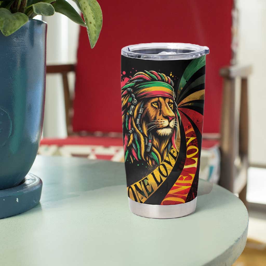 Black Jamaican Tumbler Cup Rastafarian Lion One Love LT9