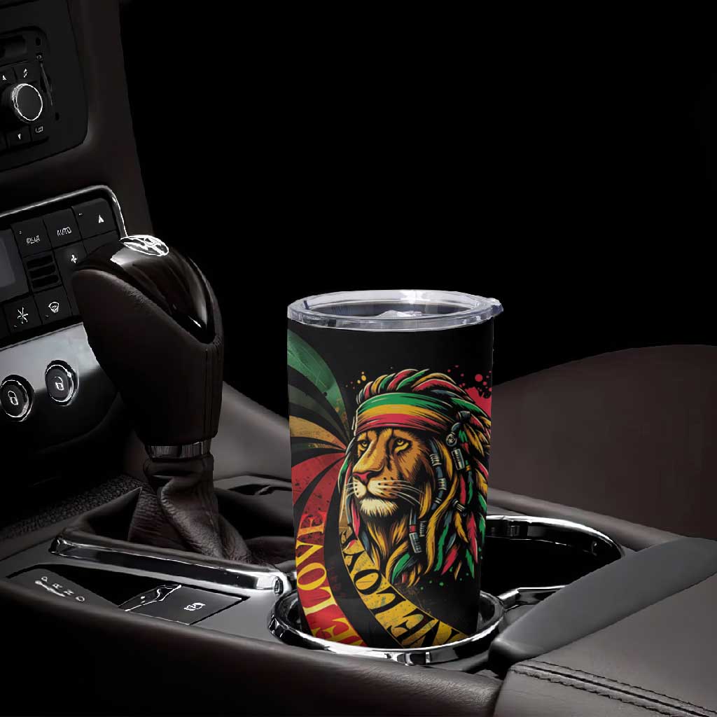 Black Jamaican Tumbler Cup Rastafarian Lion One Love LT9