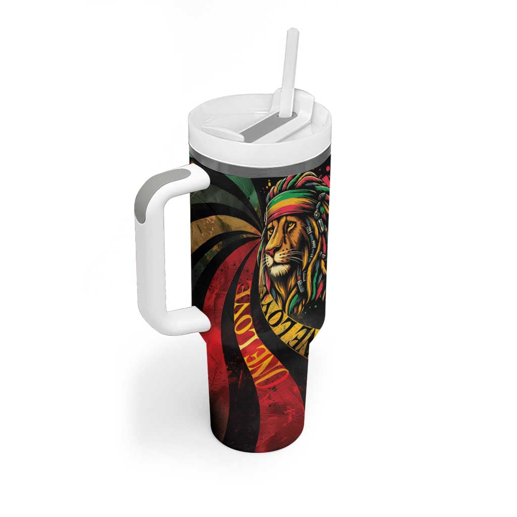 Black Jamaican Tumbler With Handle Rastafarian Lion One Love LT9