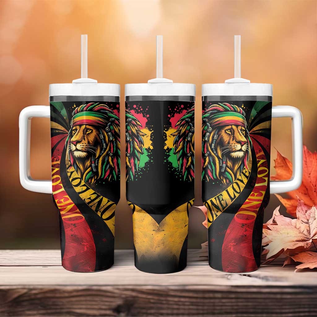 Black Jamaican Tumbler With Handle Rastafarian Lion One Love LT9