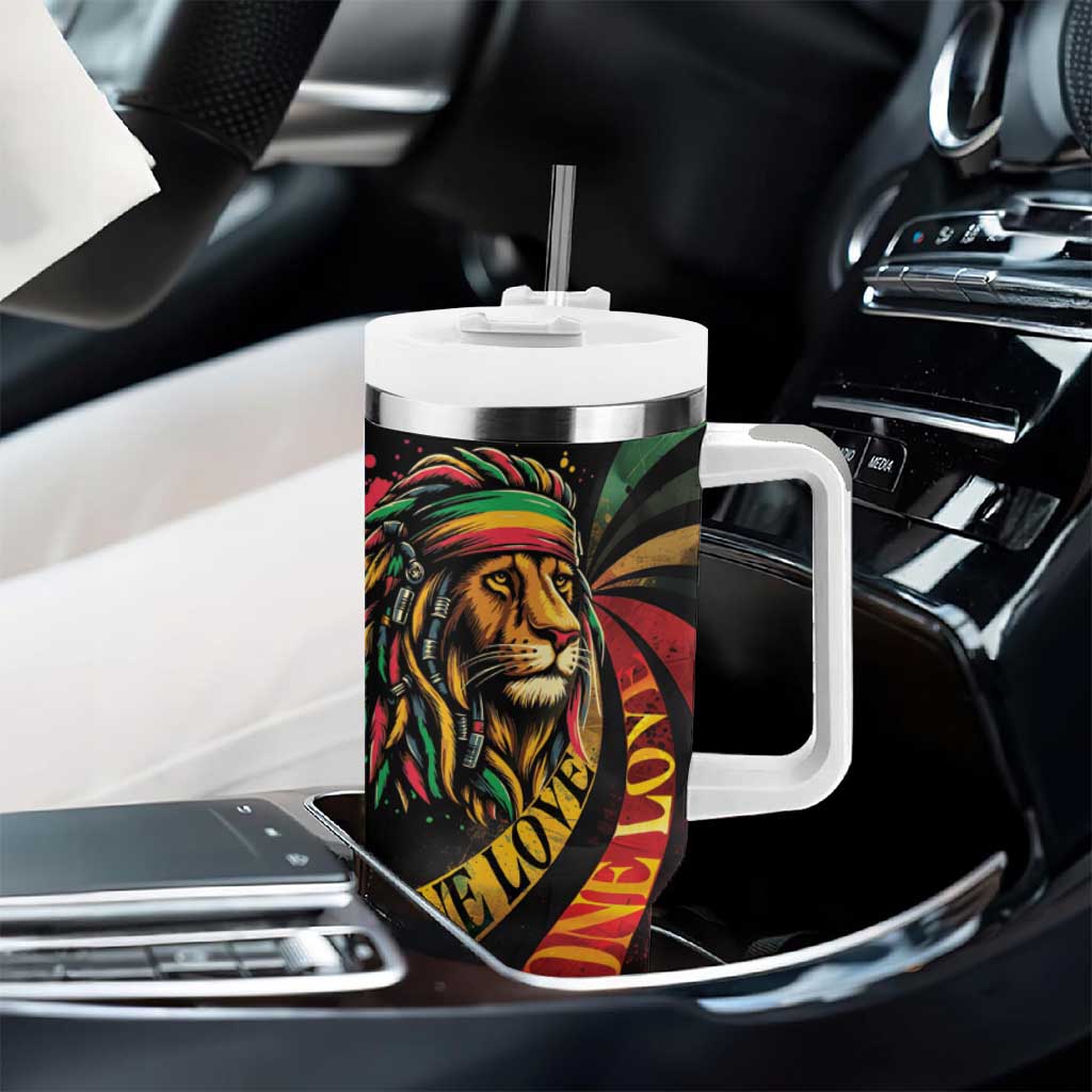 Black Jamaican Tumbler With Handle Rastafarian Lion One Love LT9