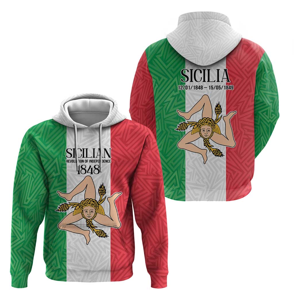 Sicilian Revolution of 1848 Hoodie Bandiera del Regno di Sicilia 1848-1849 LT9