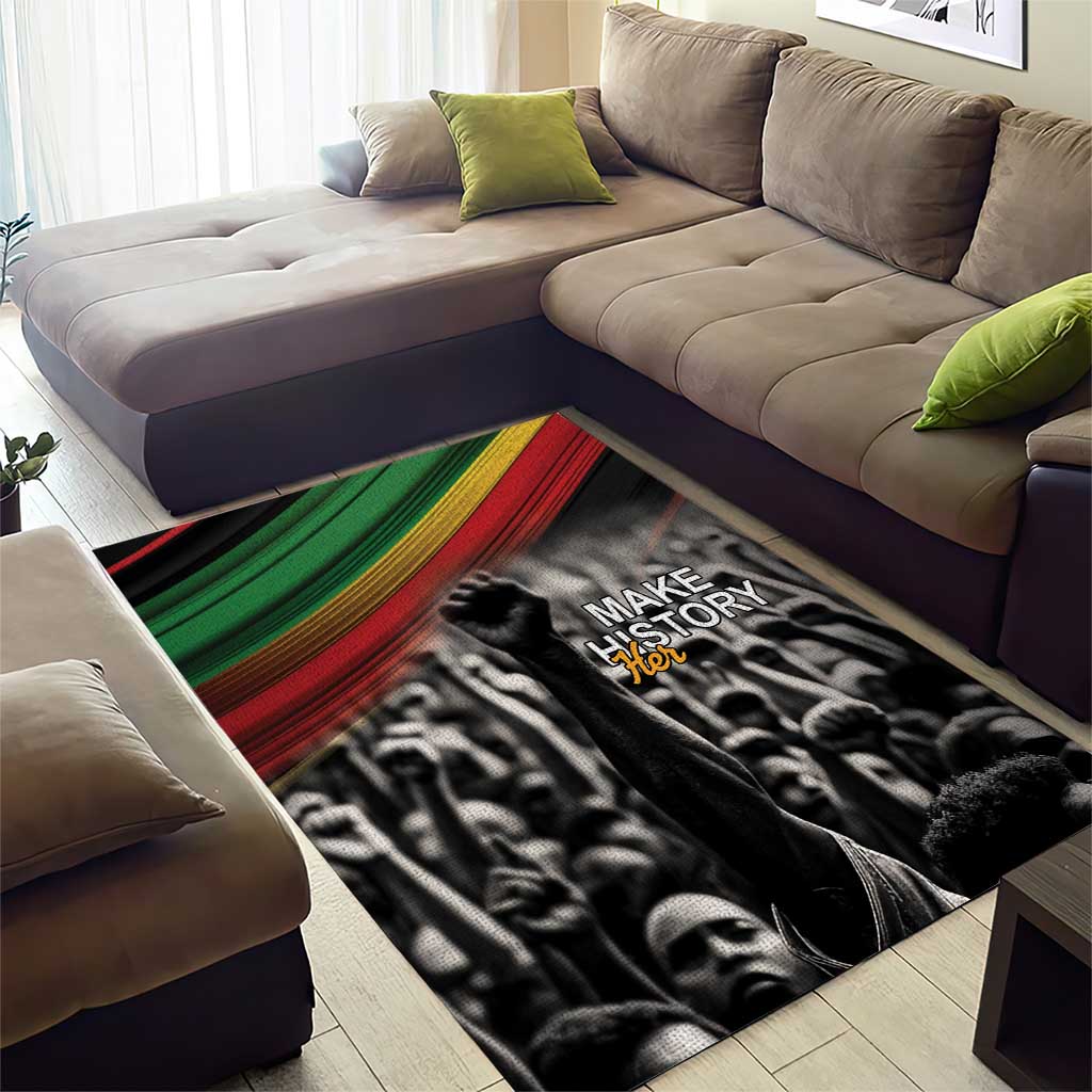 African-American History Month Area Rug Black Power Hand Make His-Herstories LT9