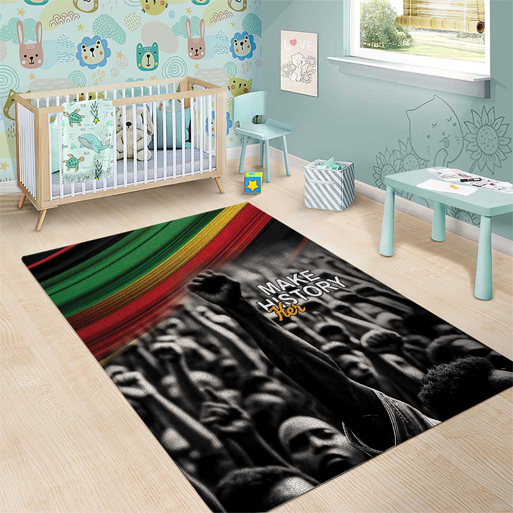African-American History Month Area Rug Black Power Hand Make His-Herstories LT9