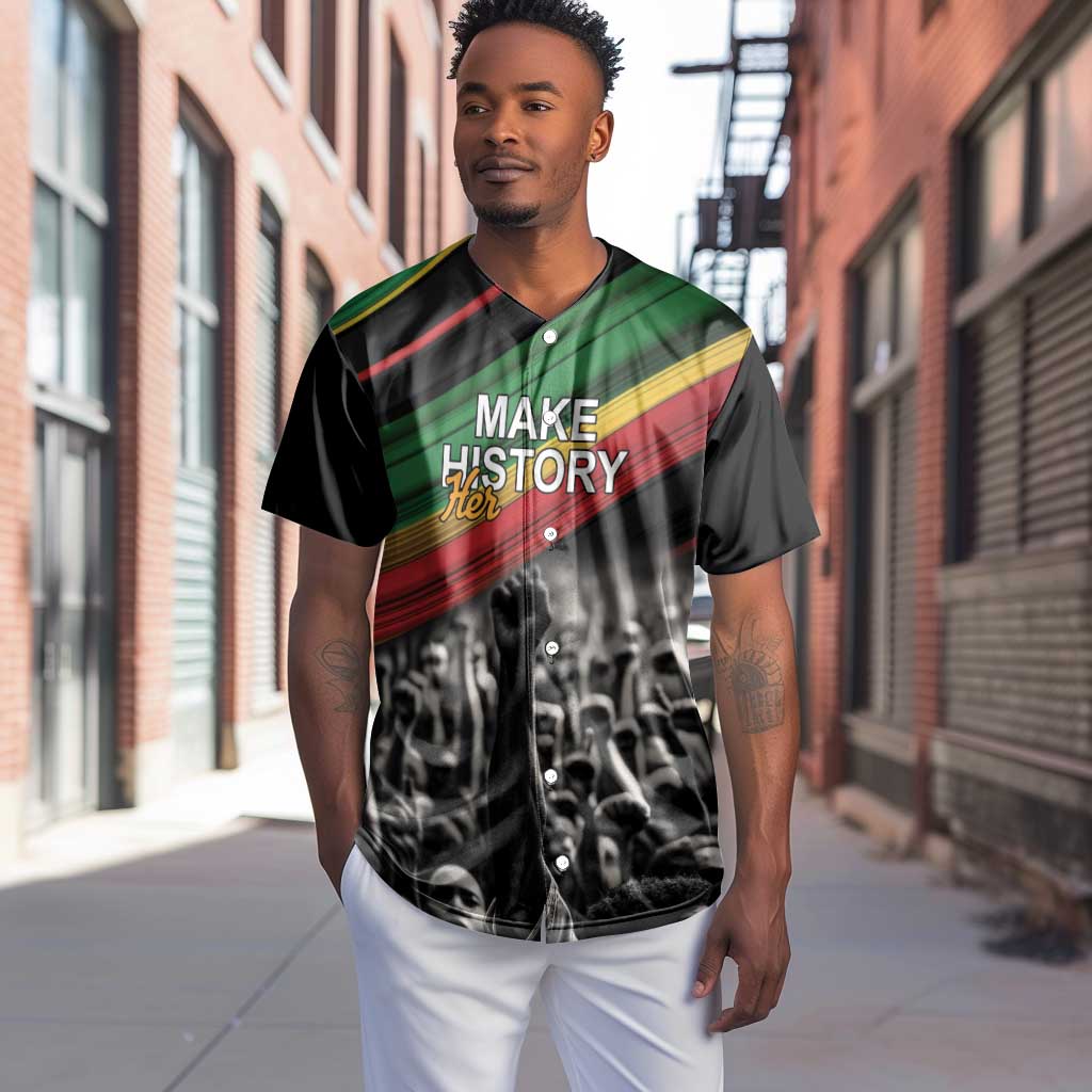 African-American History Month Baseball Jersey Black Power Hand Make His-Herstories LT9
