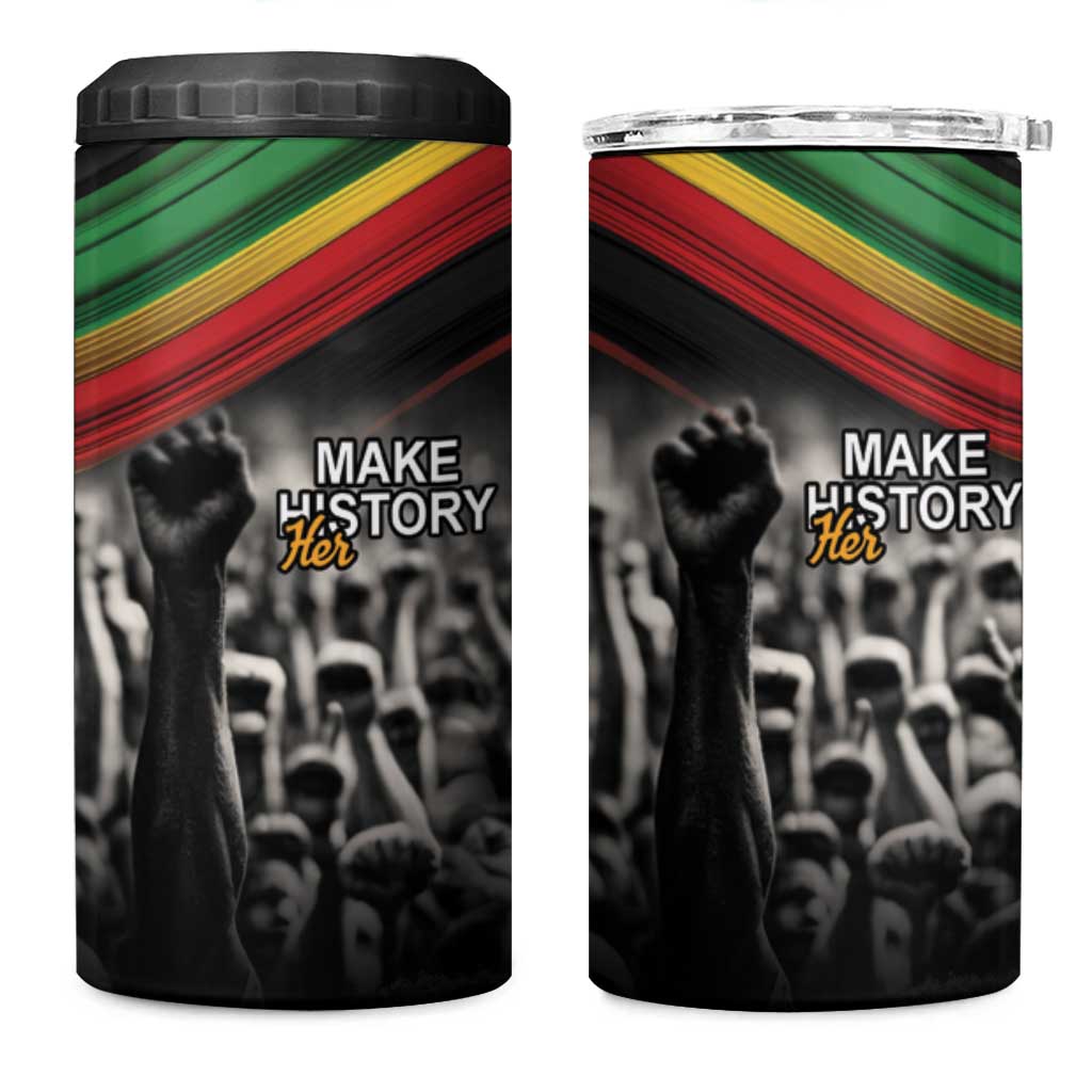 African-American History Month 4 in 1 Can Cooler Tumbler Black Power Hand Make His-Herstories LT9