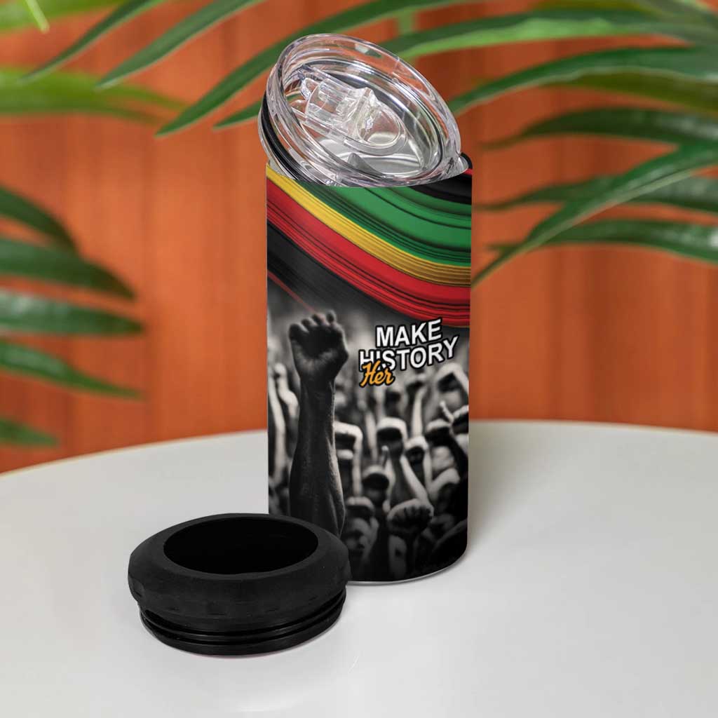 African-American History Month 4 in 1 Can Cooler Tumbler Black Power Hand Make His-Herstories LT9
