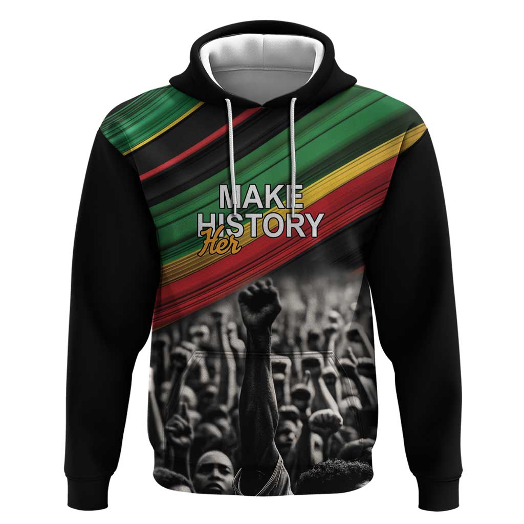 Make His-Herstories Hoodie Black Power Hand and Pan-African Flag LT9