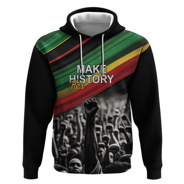 Make His-Herstories Hoodie Black Power Hand and Pan-African Flag LT9