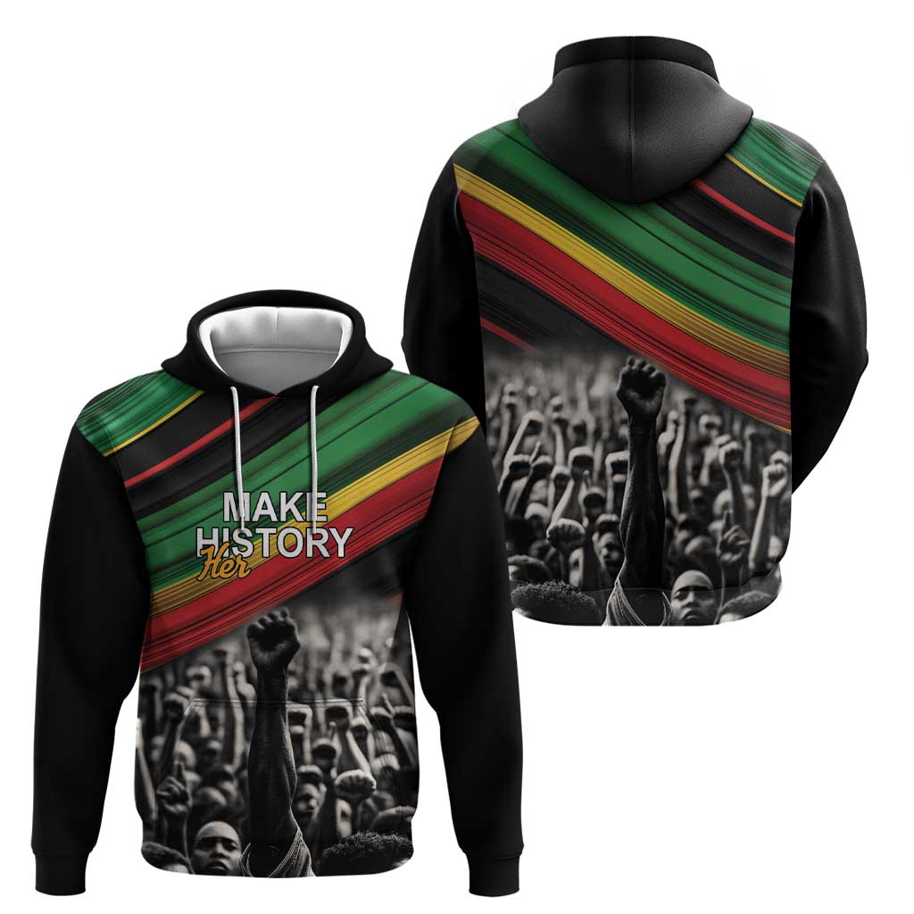 Make His-Herstories Hoodie Black Power Hand and Pan-African Flag LT9
