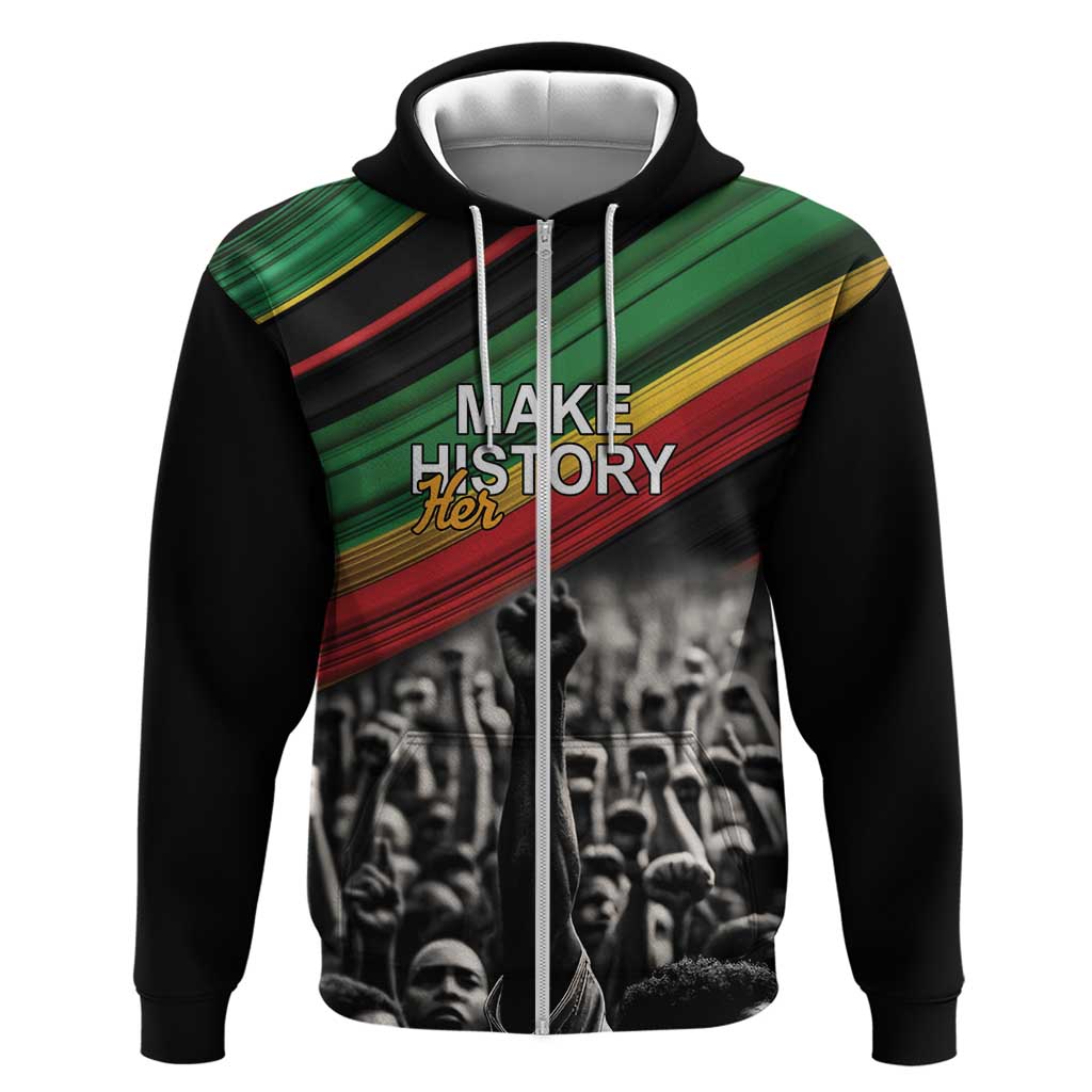 Make His-Herstories Hoodie Black Power Hand and Pan-African Flag LT9