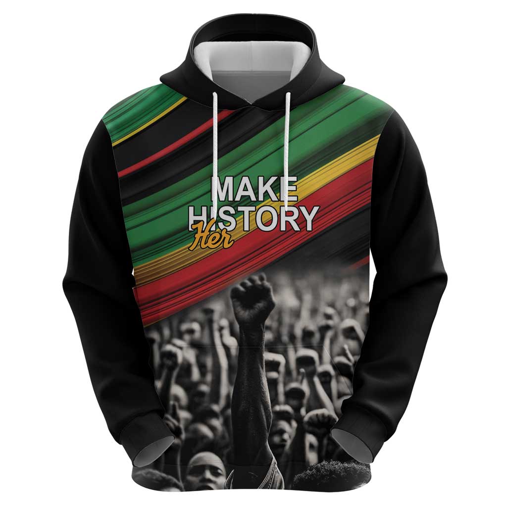 Make His-Herstories Hoodie Black Power Hand and Pan-African Flag LT9