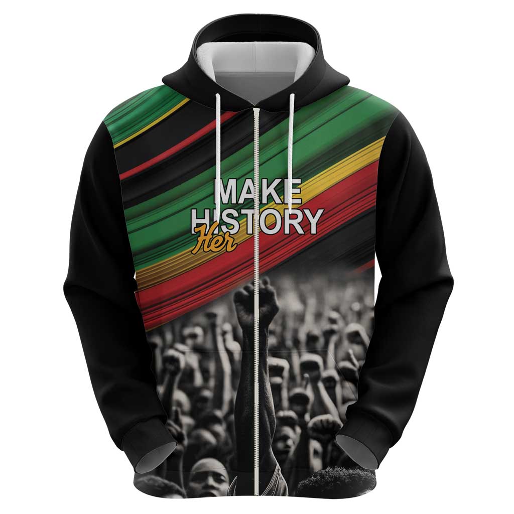 Make His-Herstories Hoodie Black Power Hand and Pan-African Flag LT9