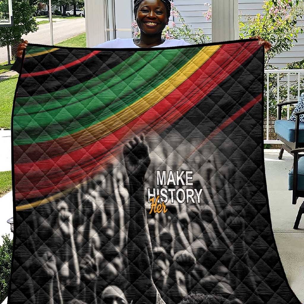 African-American History Month Quilt Black Power Hand Make His-Herstories LT9