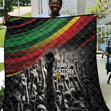 African-American History Month Quilt Black Power Hand Make His-Herstories LT9