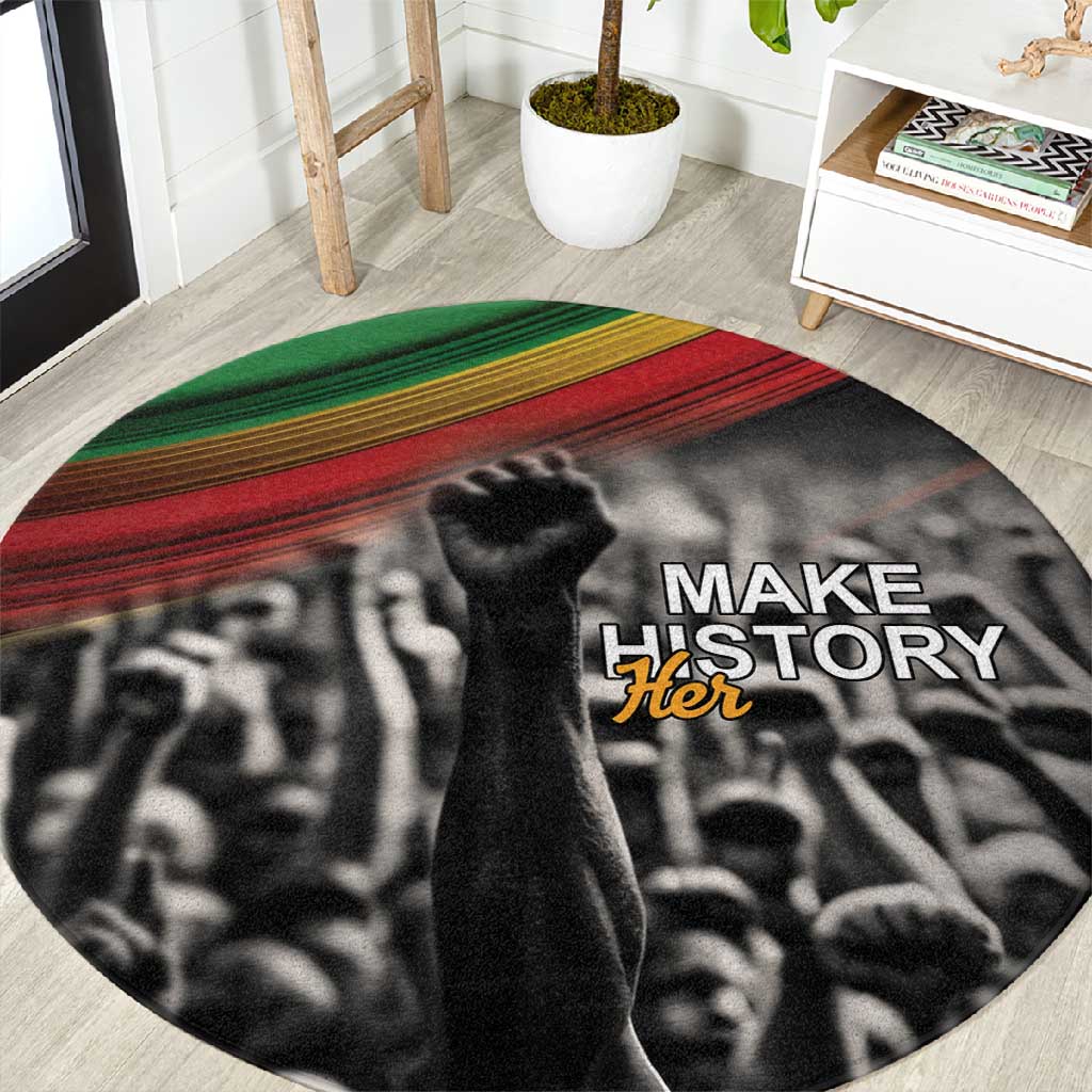 African-American History Month Round Carpet Black Power Hand Make His-Herstories LT9
