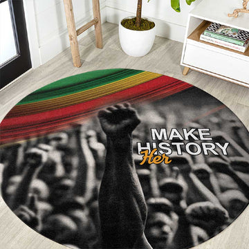 African-American History Month Round Carpet Black Power Hand Make His-Herstories LT9