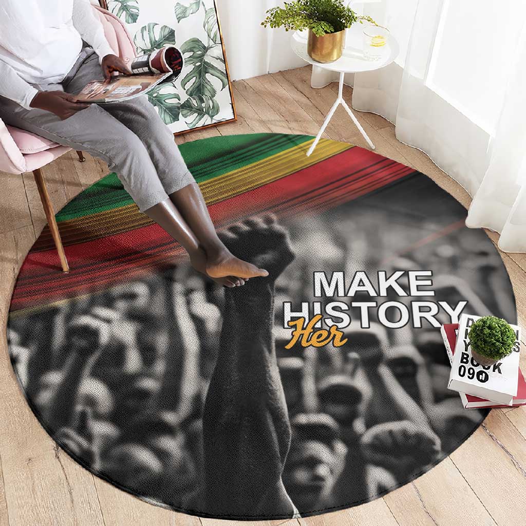 African-American History Month Round Carpet Black Power Hand Make His-Herstories LT9