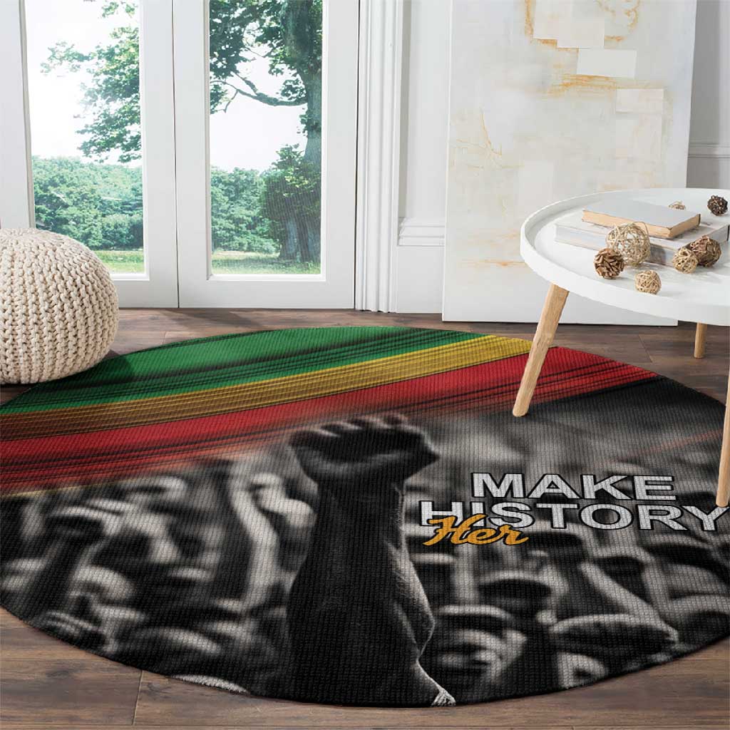 African-American History Month Round Carpet Black Power Hand Make His-Herstories LT9