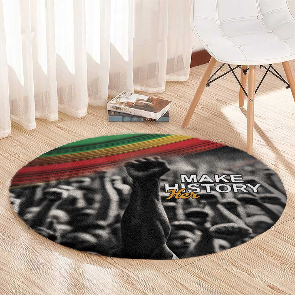 African-American History Month Round Carpet Black Power Hand Make His-Herstories LT9