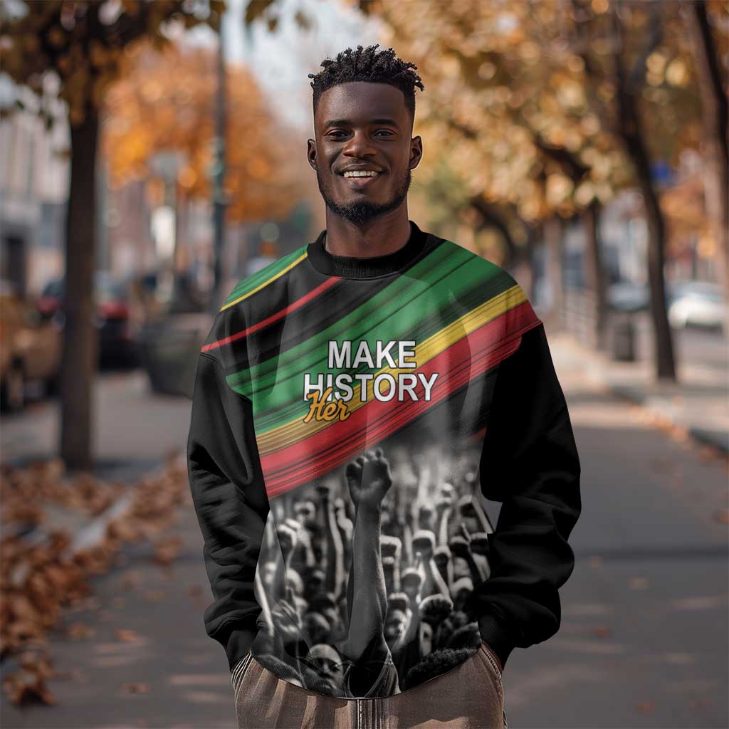 African-American History Month Sweatshirt Black Power Hand Make His-Herstories LT9